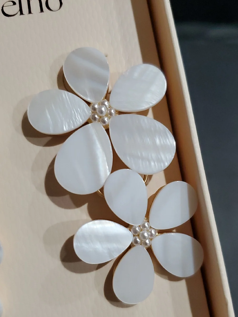 Camila Coelho white mother of pearl daisy flower shape dangle tiered‎ earrings